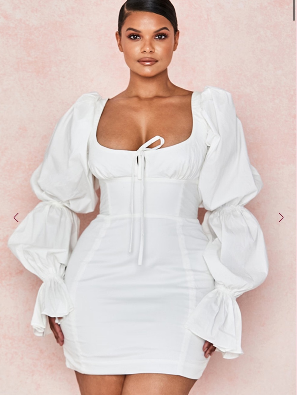 House of CB ELSIE White Puff Sleeve Corset Dress - Picture 6 of 8
